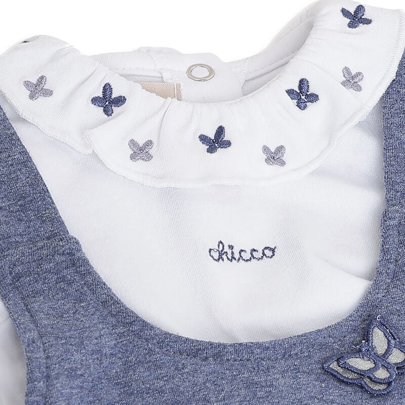 Girls Dark Light Blue Long Sleeve T-shirt with Sleeveless Babysuit image number 4
